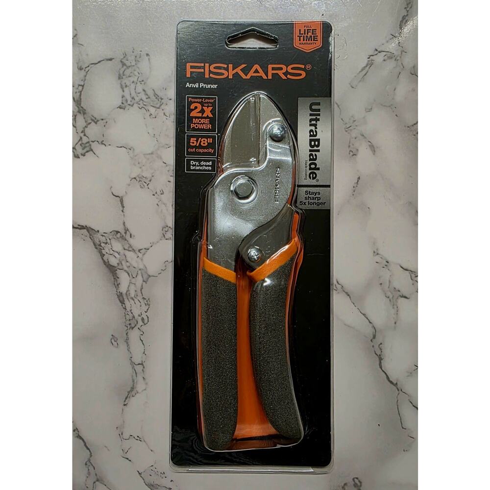 New FISKARS Anvil Pruner 2X Power Lever UltraBlade Coat Steel 5/8" Cut Capacity